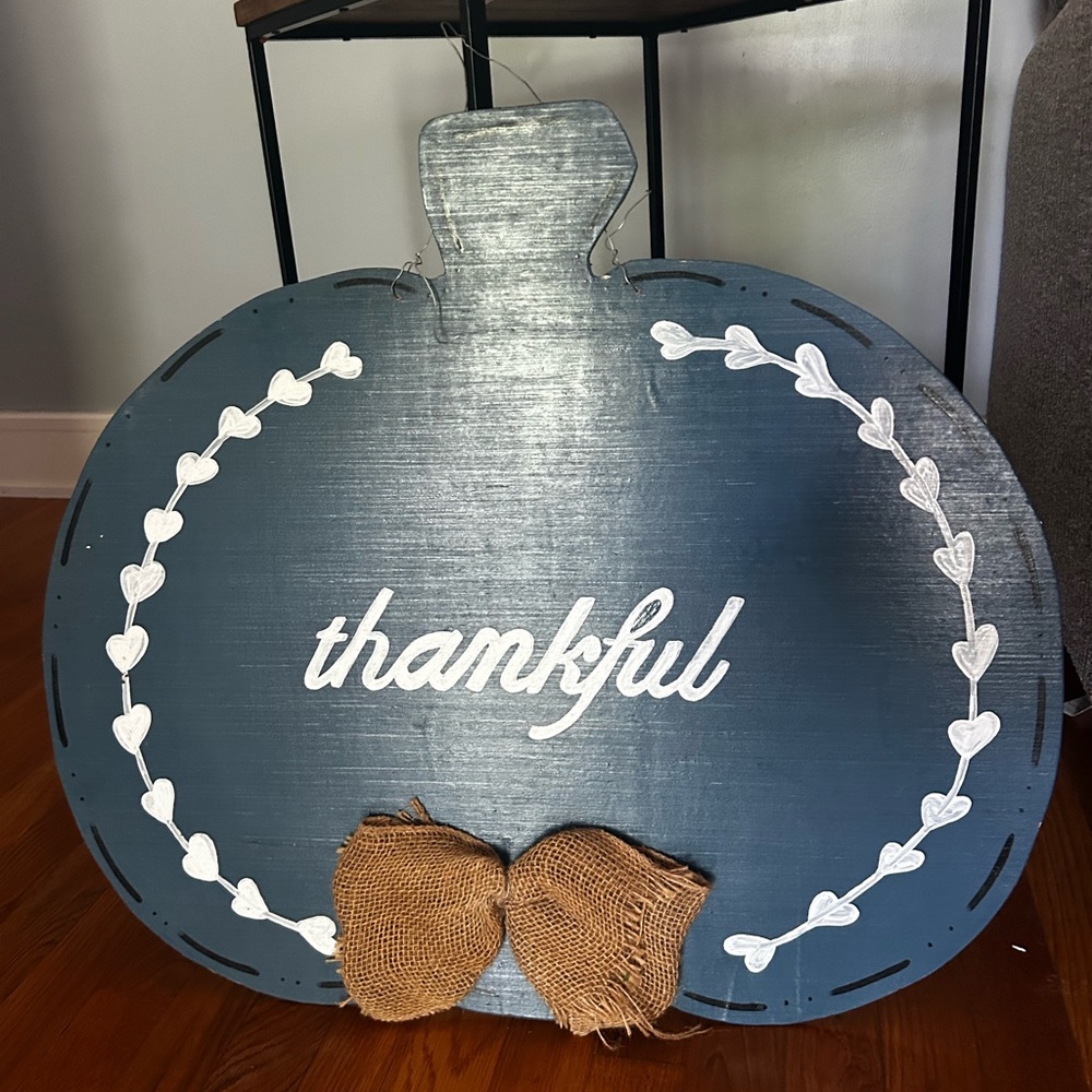 No Boundaries Thankful Pumpkin Decor - Blue and White